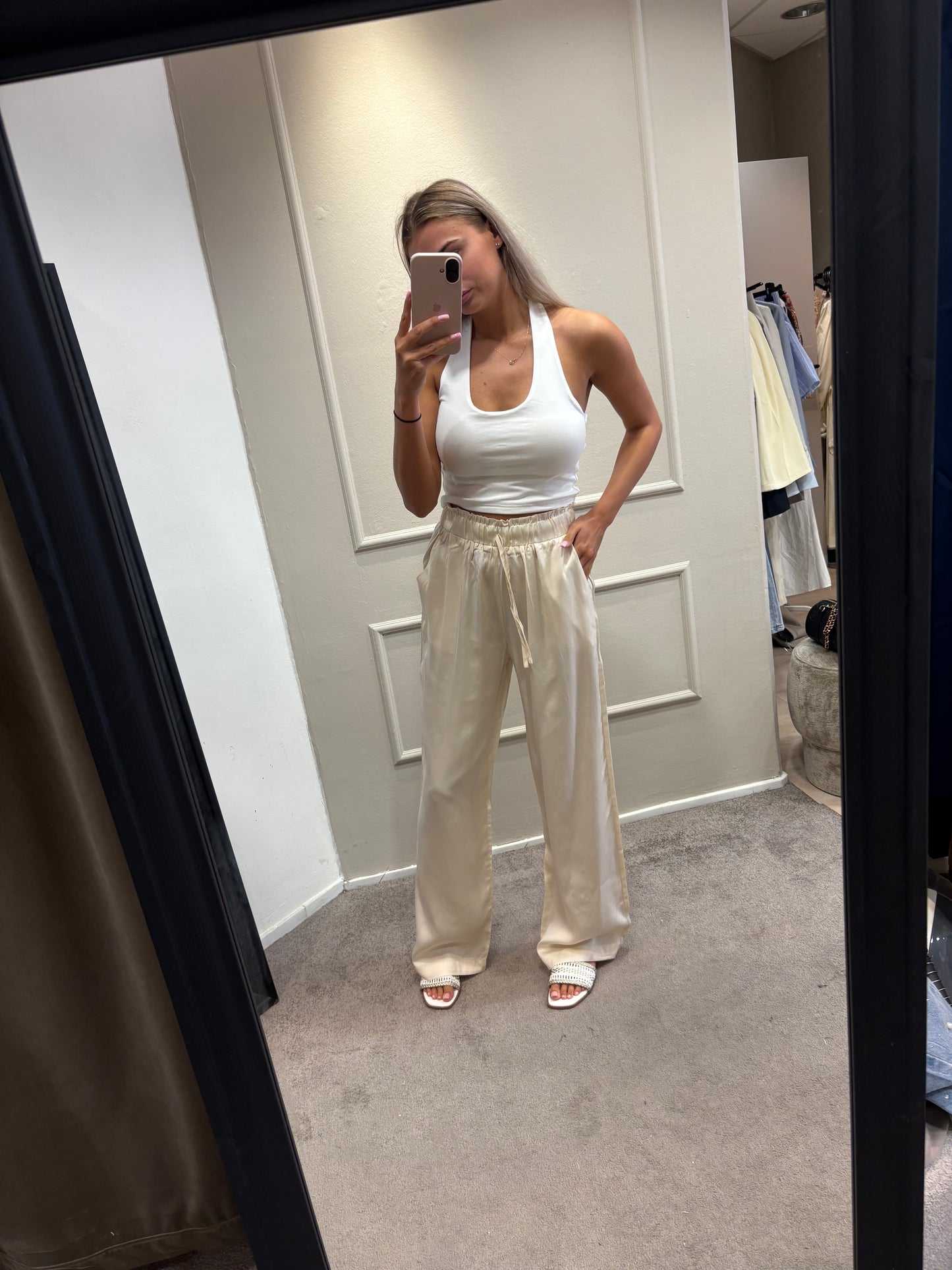 Satin pants - Creme