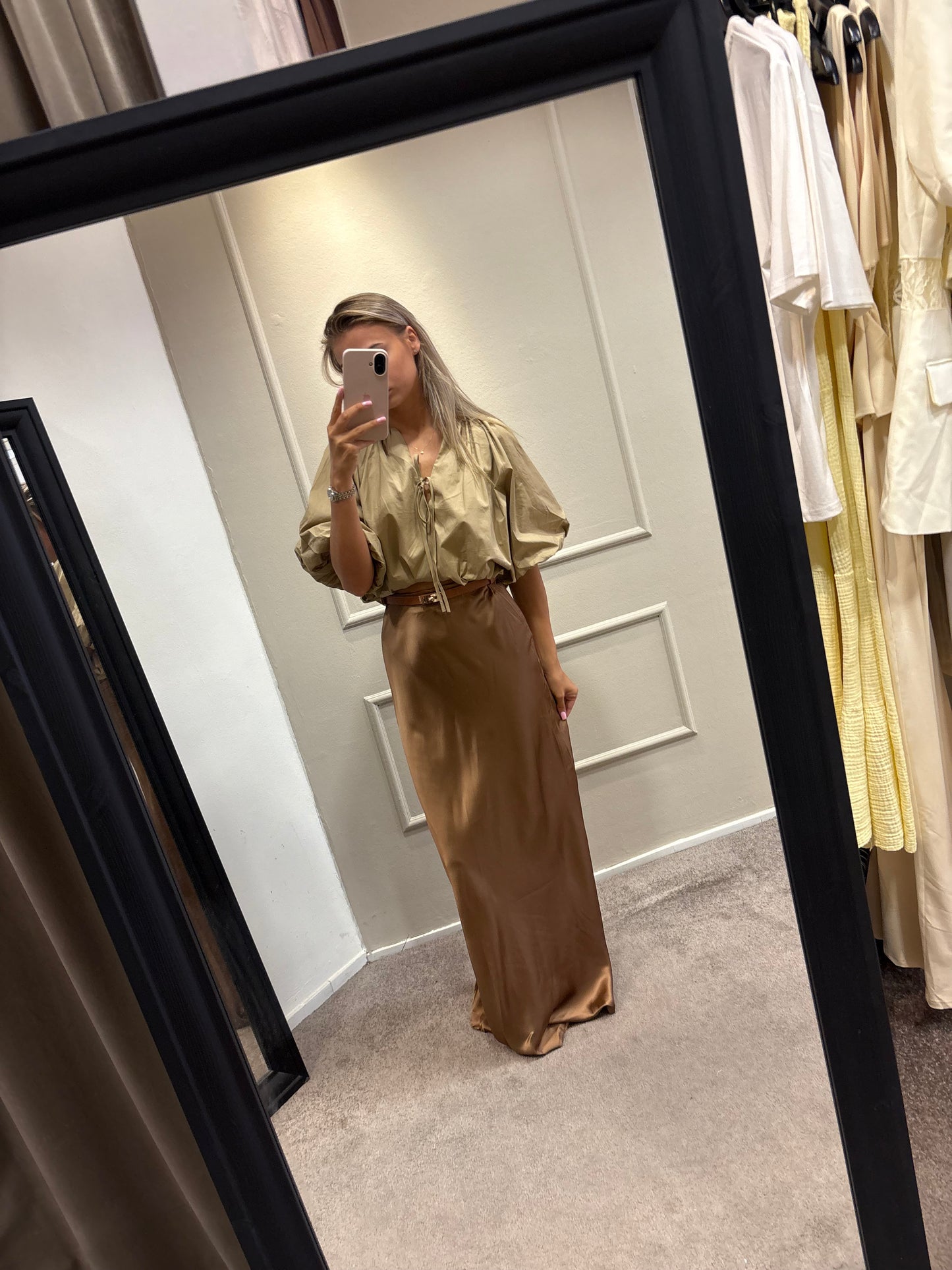 Satin skirt - Taupe