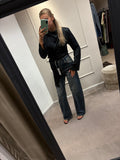 Satin blouse - Zwart