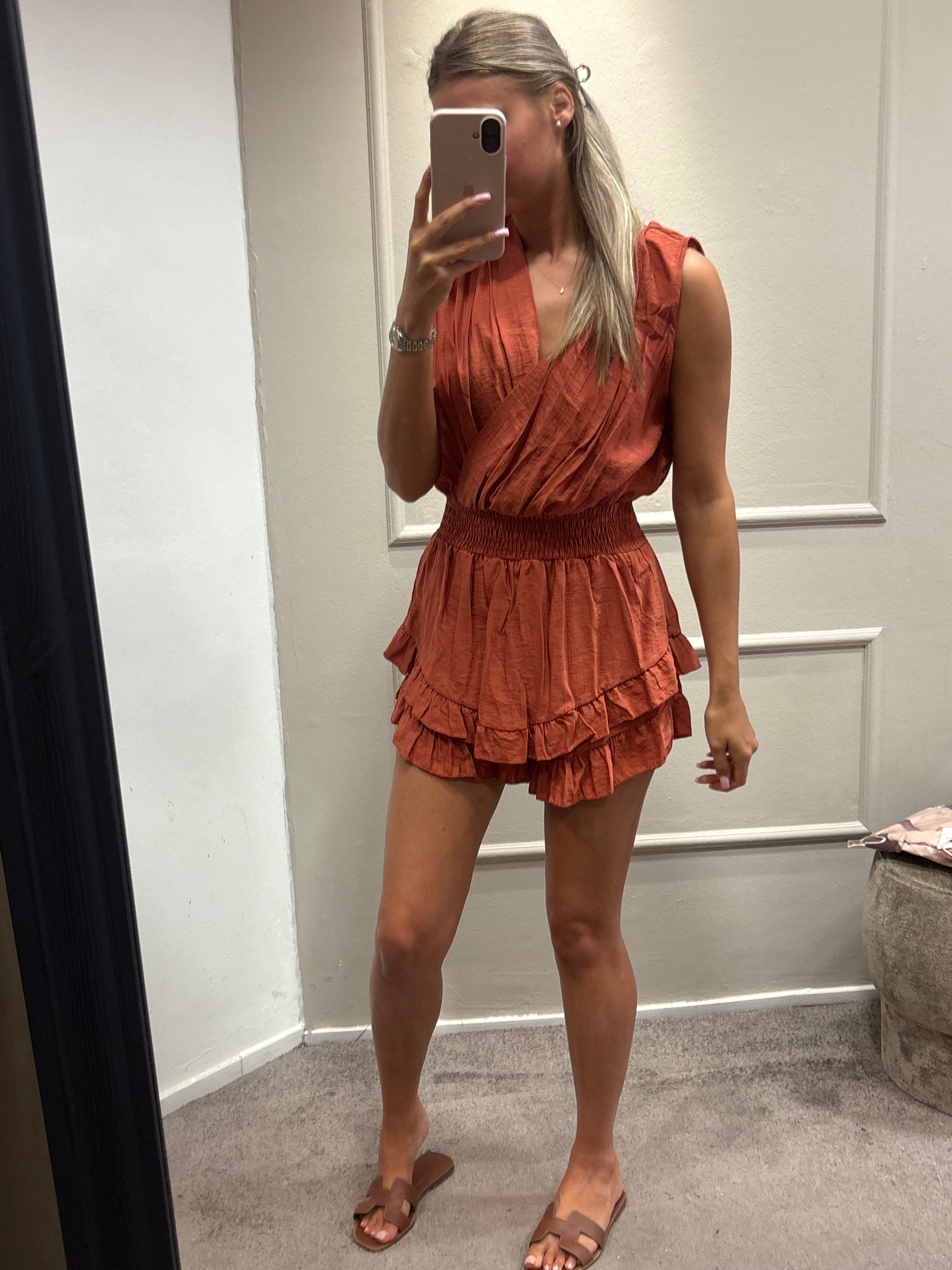 Summer playsuit - terracotta