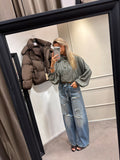 Green glitter blouse