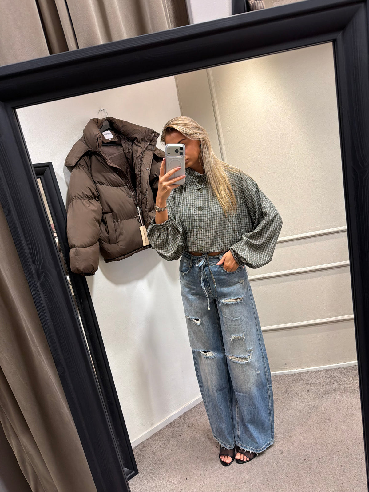 Green glitter blouse