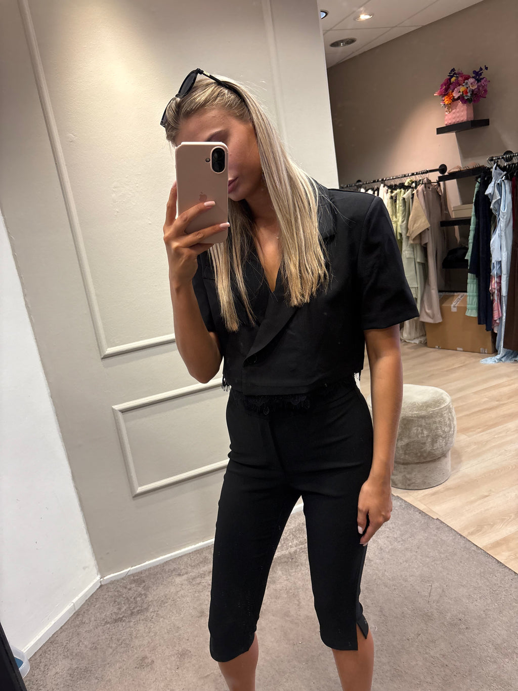 Lace blazer zwart