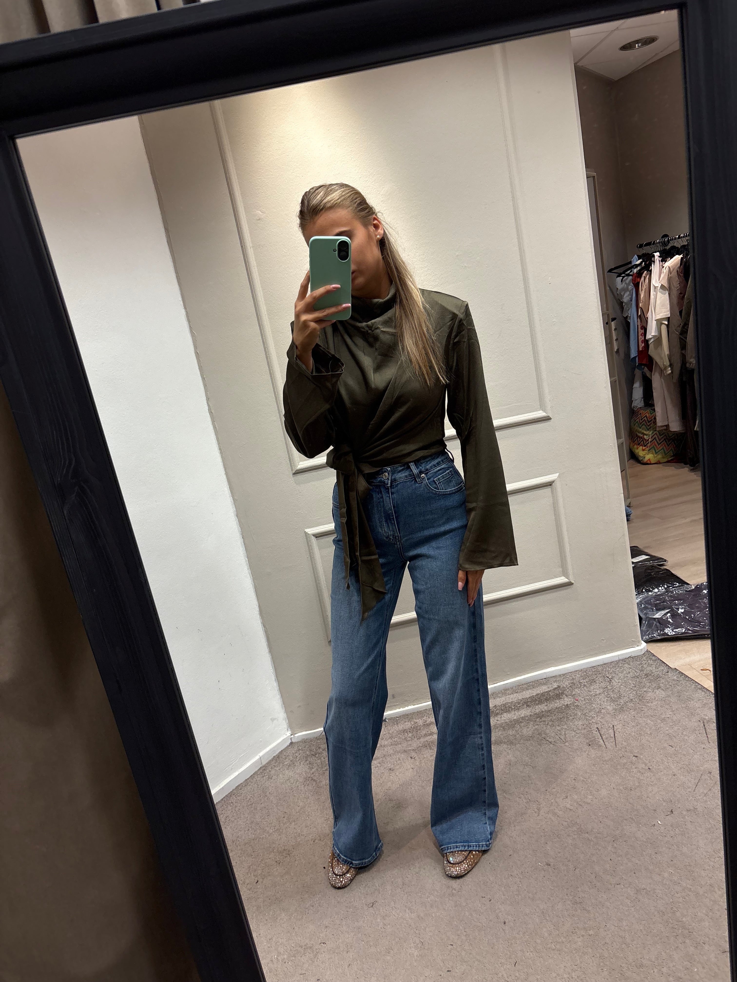 Satin blouse - Groen