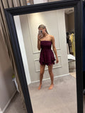 Strap playsuit - Aubergine