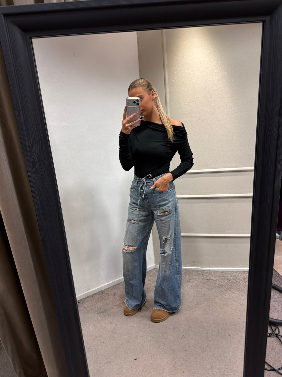 Shoulder top - Zwart