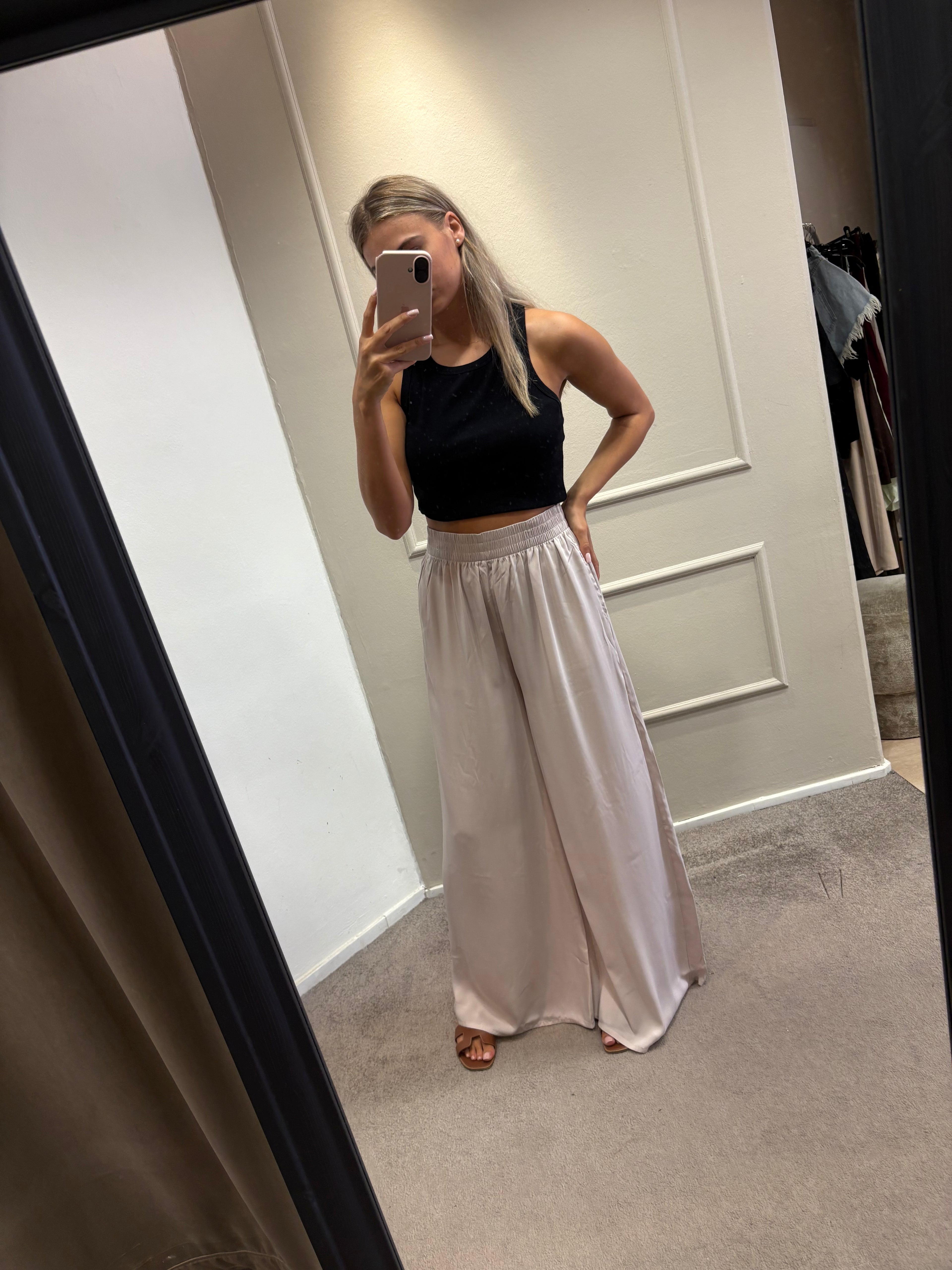Satin pants - Beige