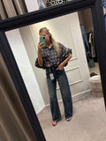 Ruit blouse - donkerblauw