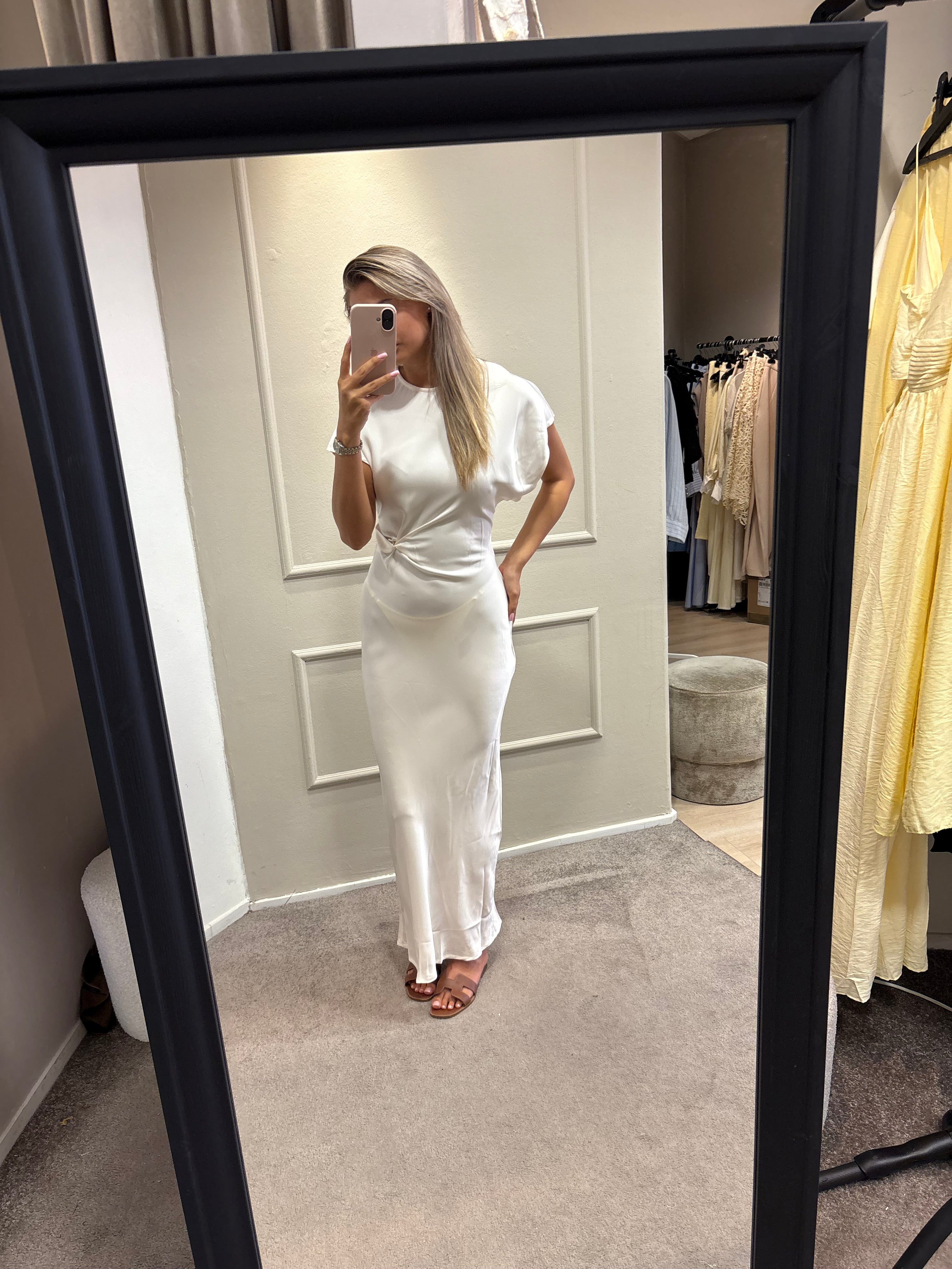 Satin dress - ecru