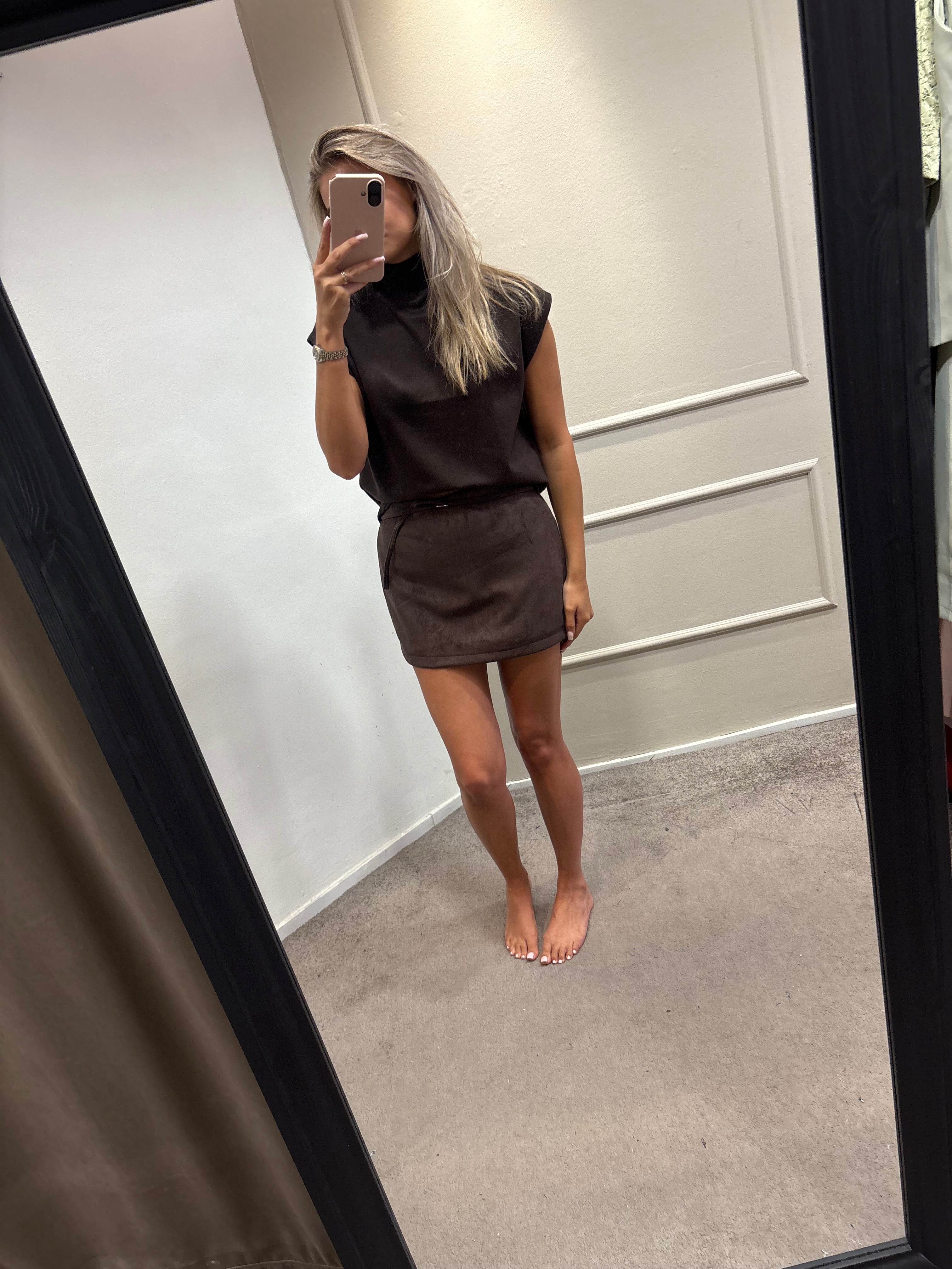 Suede skort - Bruin