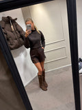 Leather short - Bruin