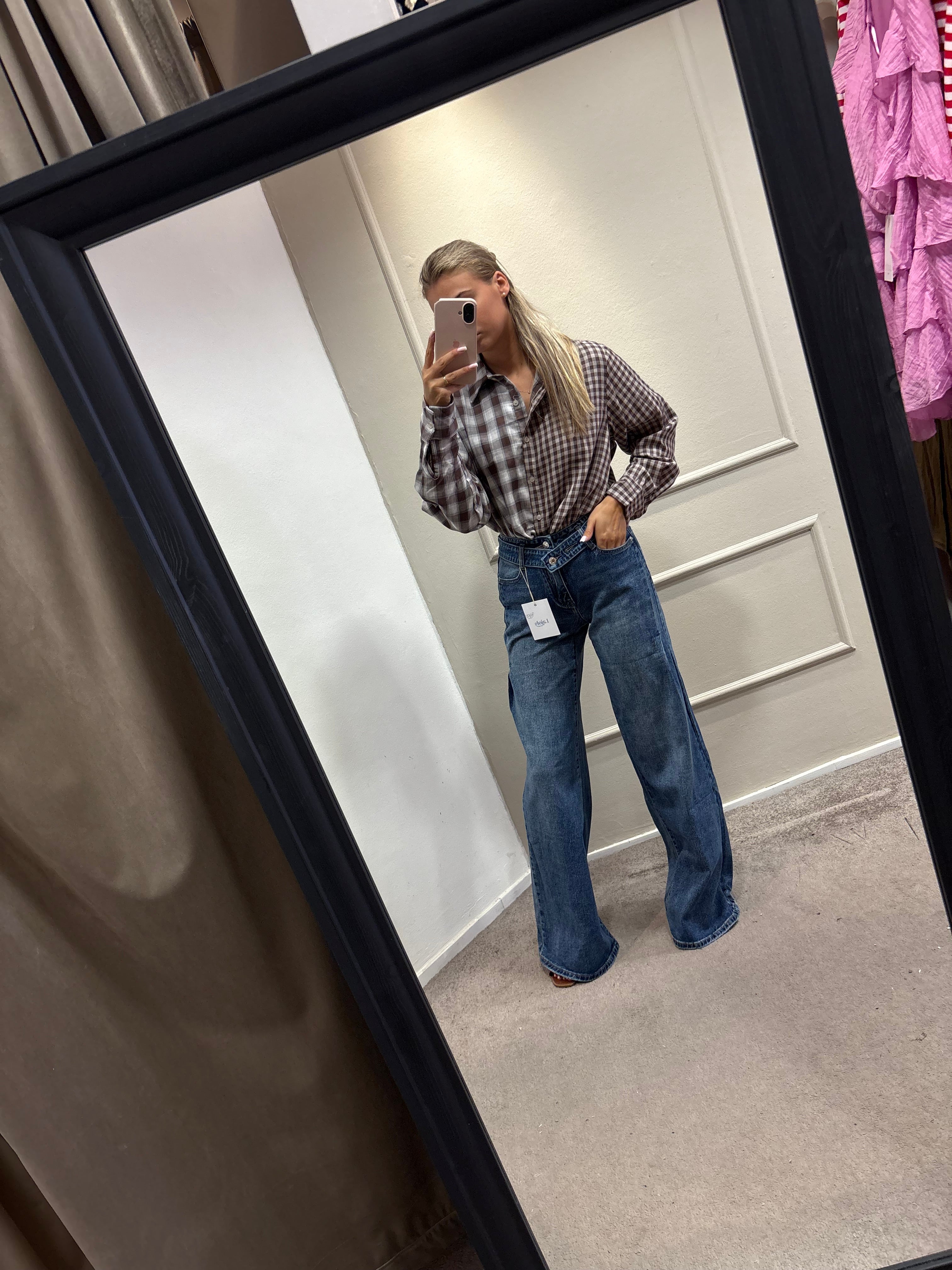 Ruit blouse - Bruin
