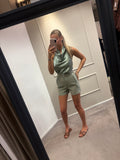 Satin top - Groen